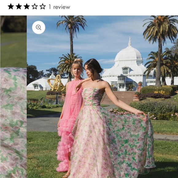 Mac Duggal NEW with Tags attached size 8 chiffon Pink Floral Strapless gown $598 - Picture 7 of 16